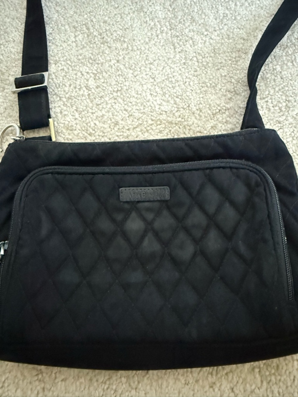 Vera Bradley Black Quilted Crossbody Bag w/ Floral Interior - Picture 3 of 12